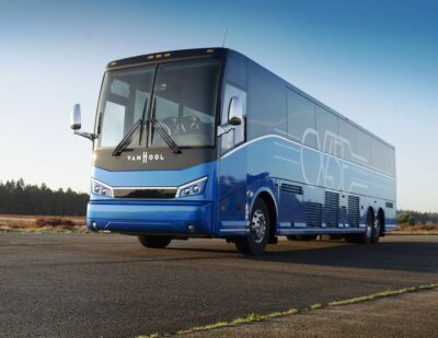 Van Hool Ships the First CX45E Electric Coach to the US
