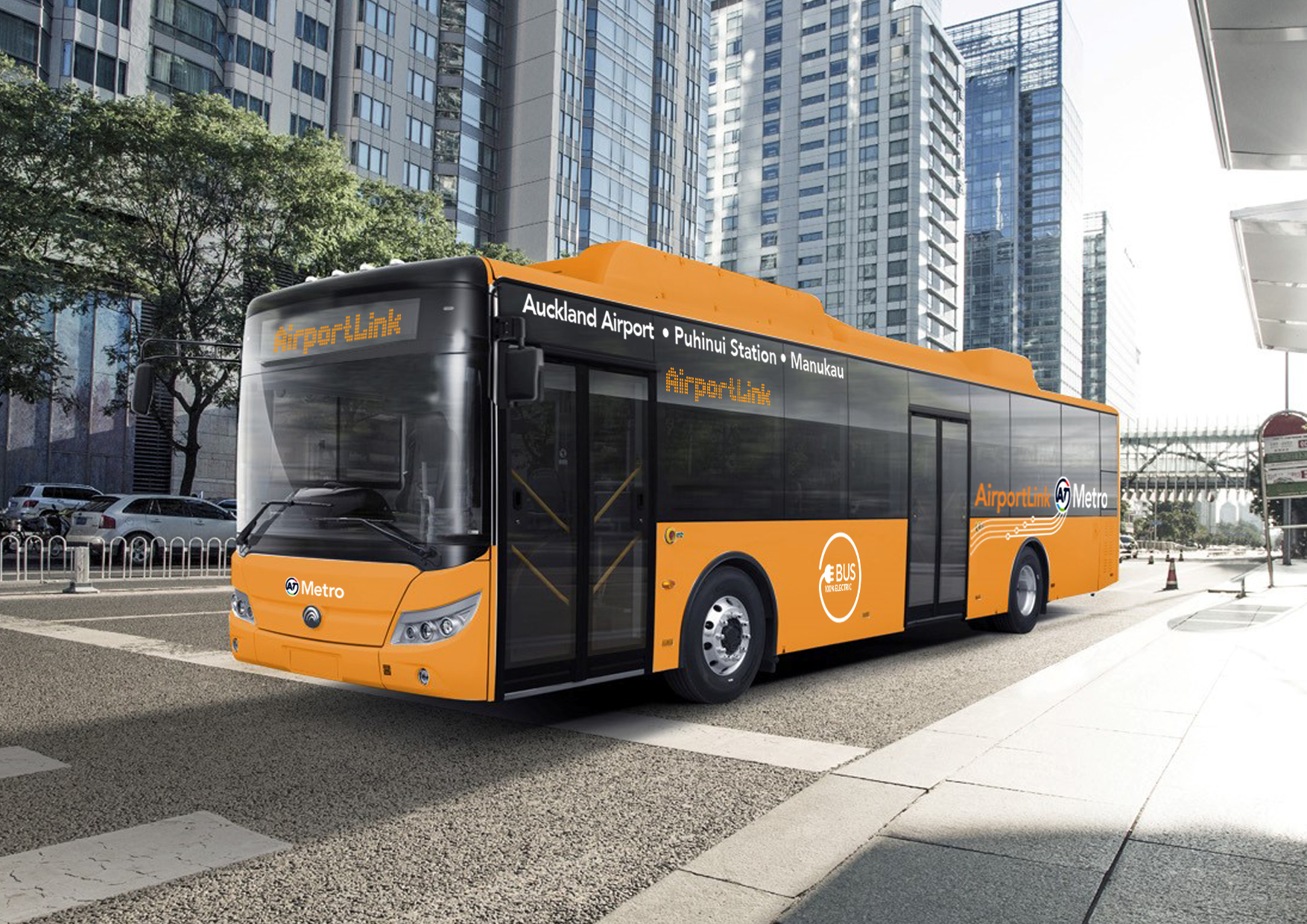 Auckland Transport electric fleet airport bus