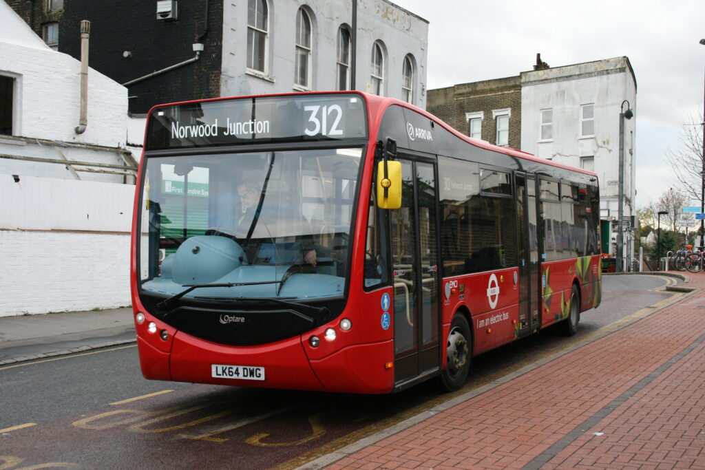 Route 312 in London became the first in the city to operate exclusively electric buses