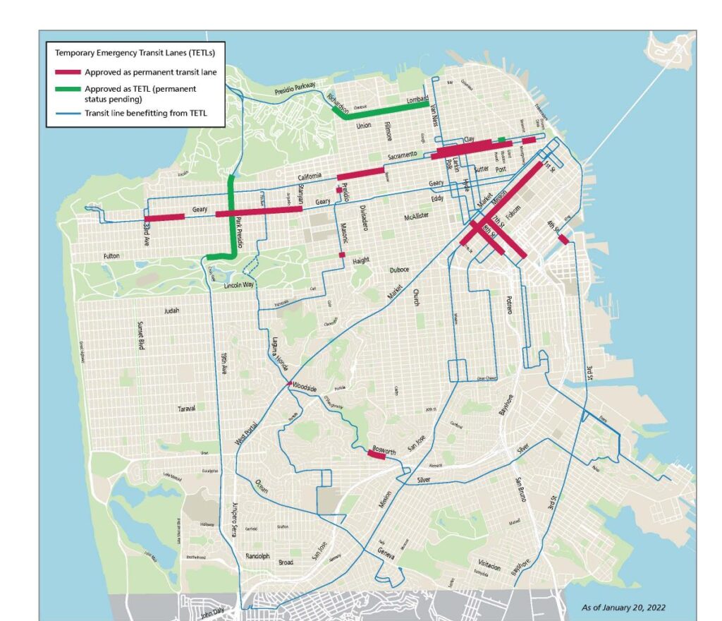 SFMTA temporary transit lanes