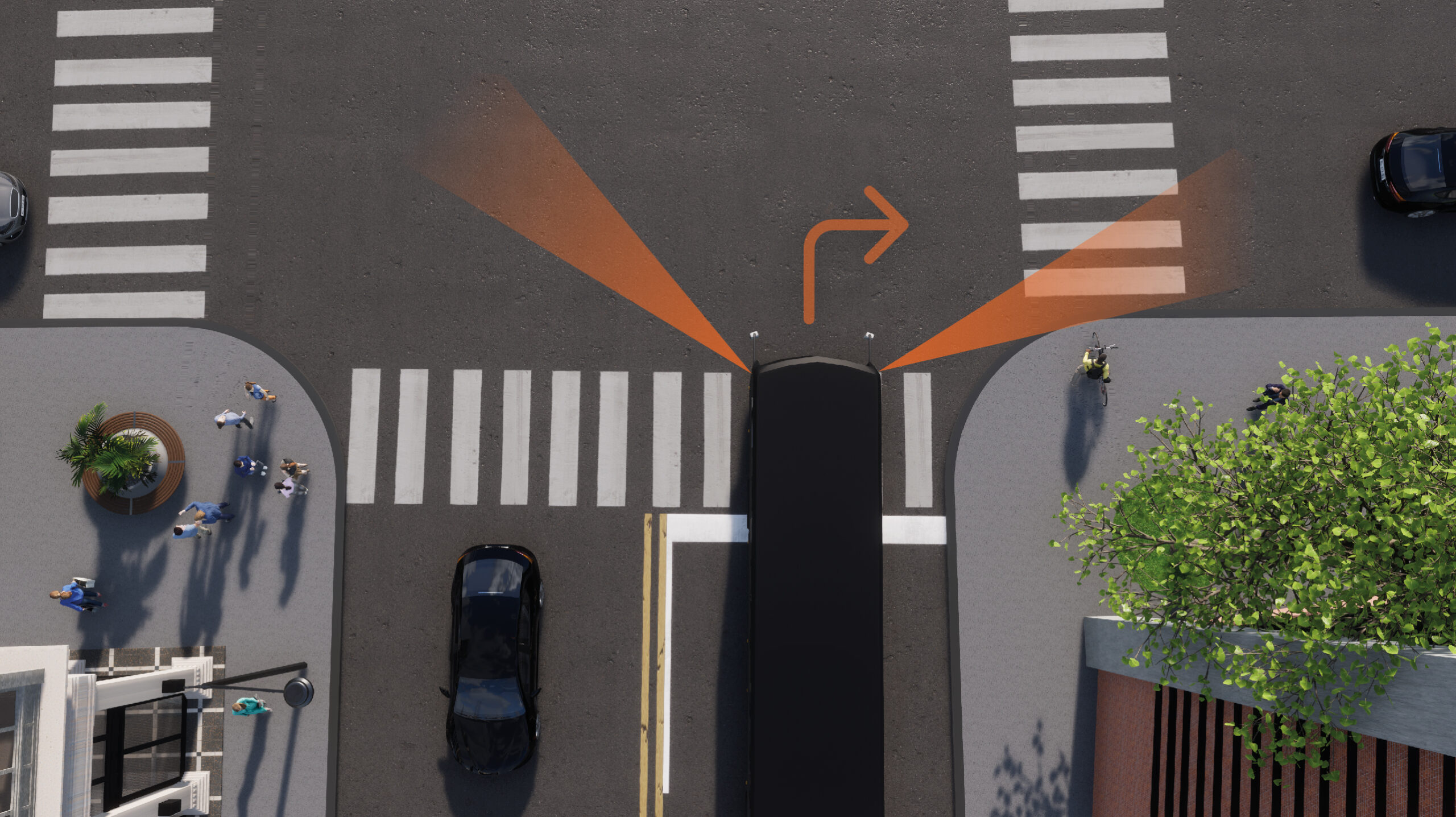 Blind Spots most critical during a right turn