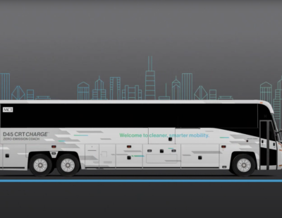 NFI Unveils D45 CRT CHARGE Electric Commuter Transit Coach