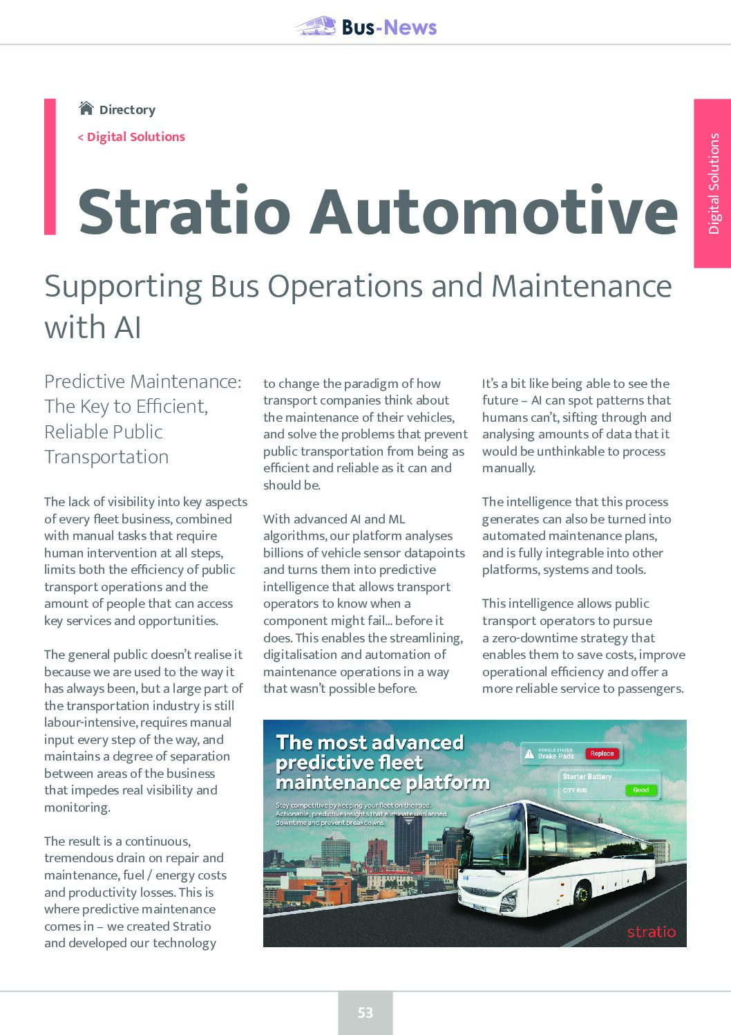Supporting Bus Operations and Maintenance with AI