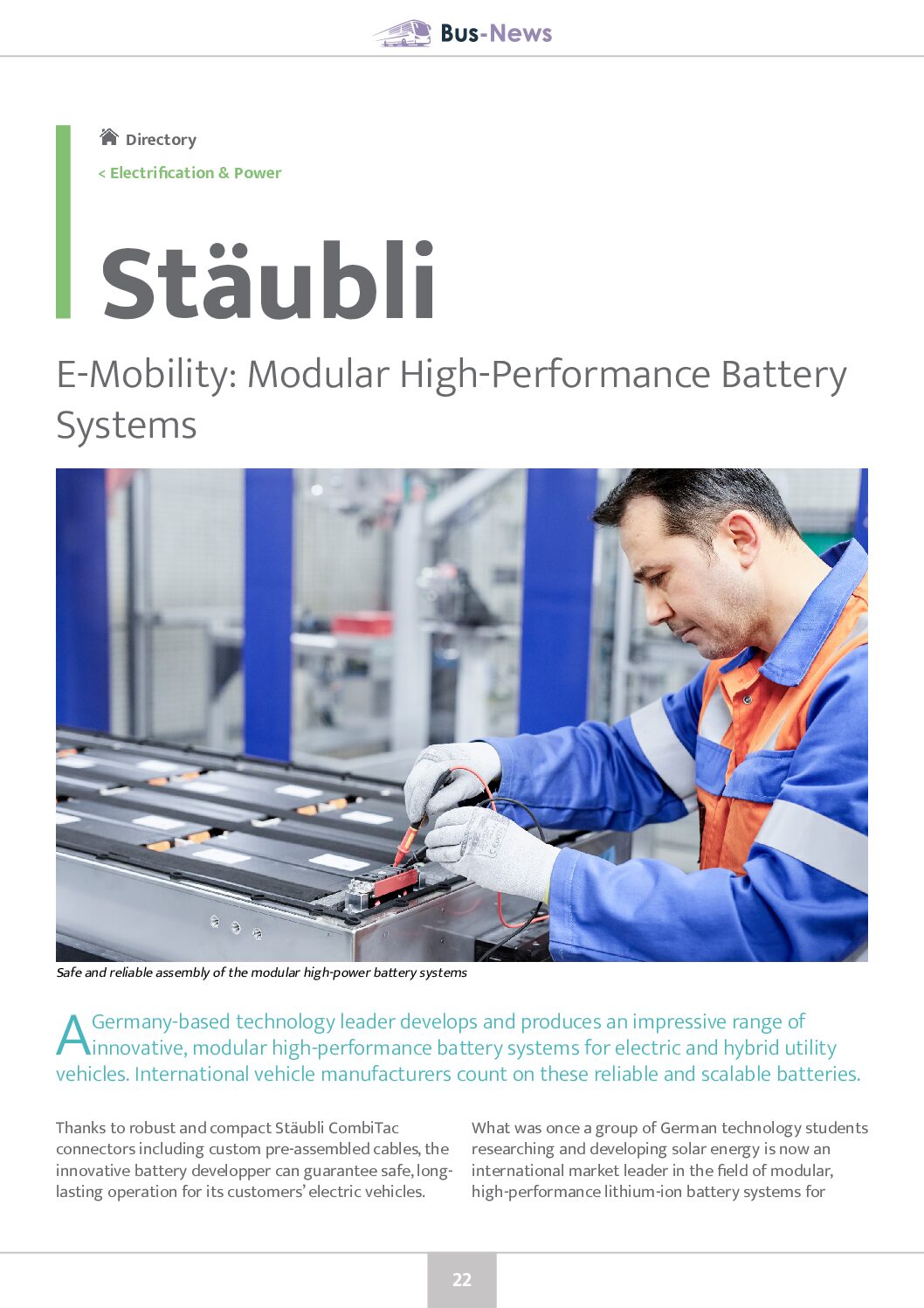 E-Mobility: Modular High-Performance Battery Systems