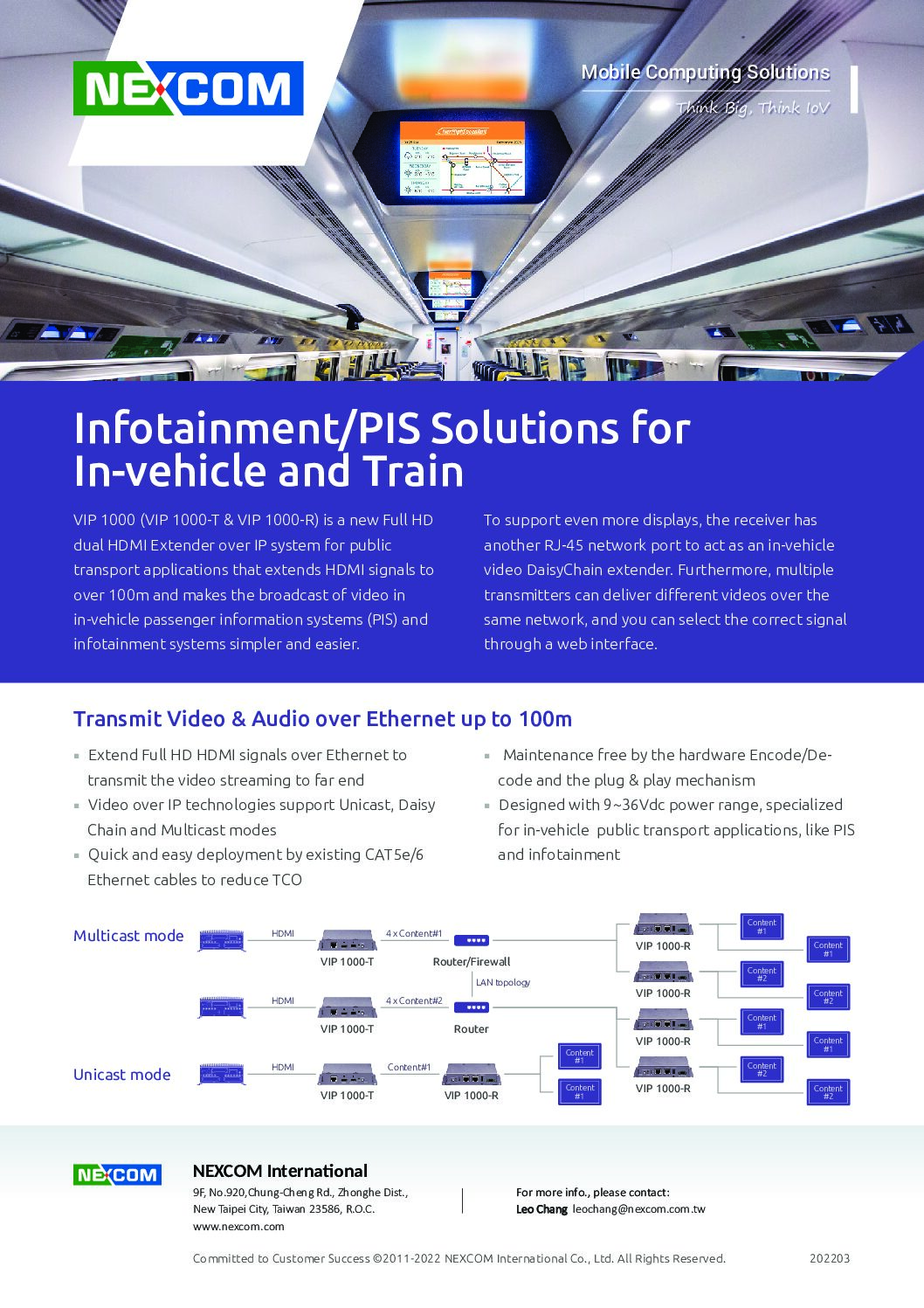 Infotainment/PIS Solutions for In-vehicle and Train