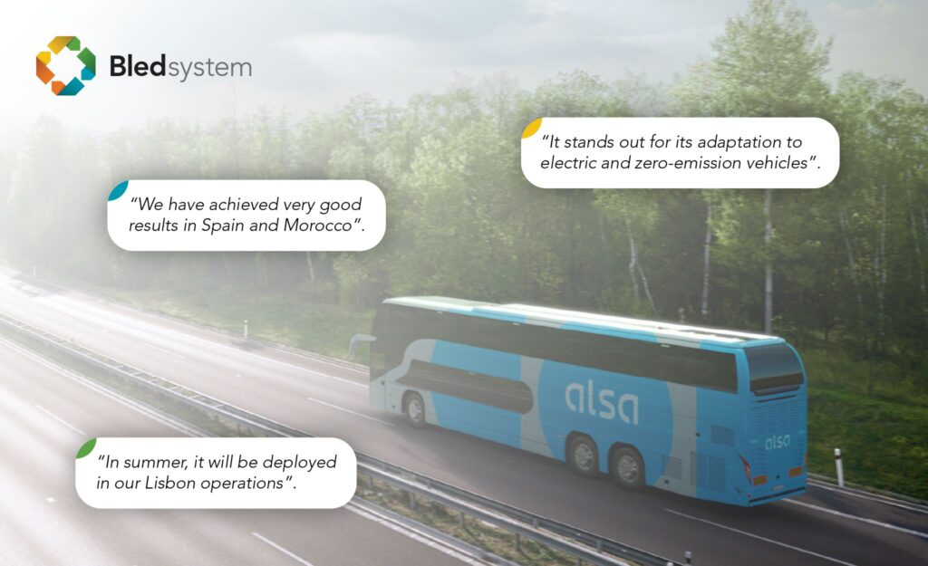 An image of a bus featuring quotes relating to Bledsystem