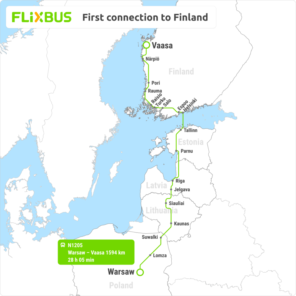 FlixBus's first connection to Finland