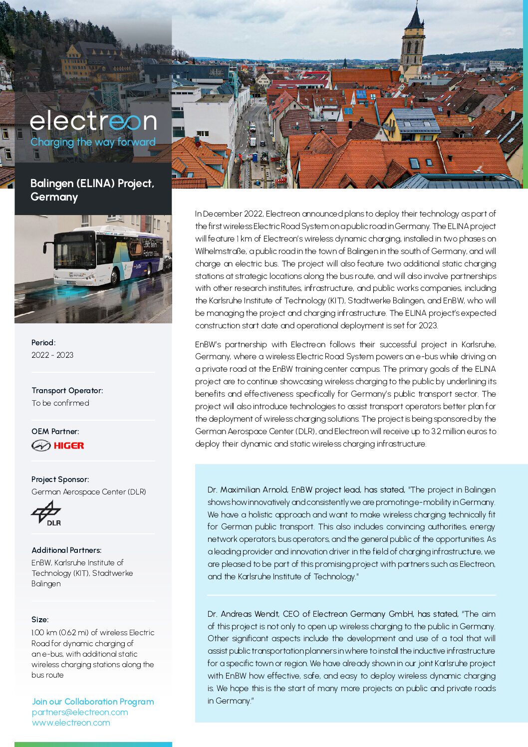 Electreon: Balingen (ELINA) Project, Germany