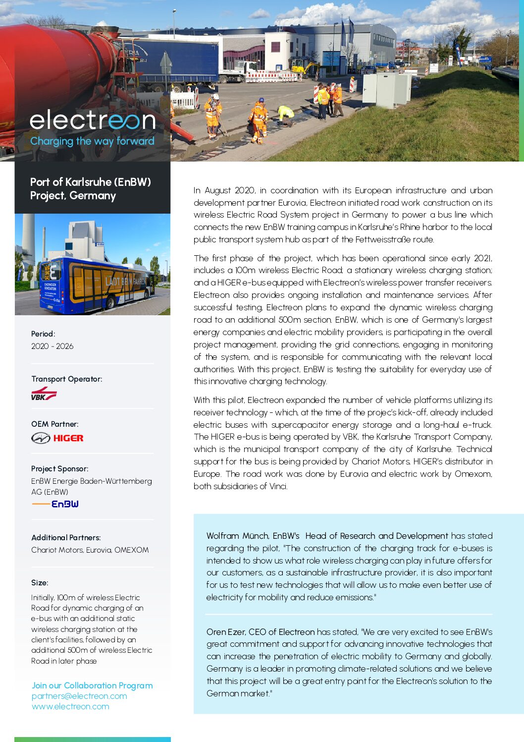 Electreon: Port of Karlsruhe (EnBW) Project, Germany
