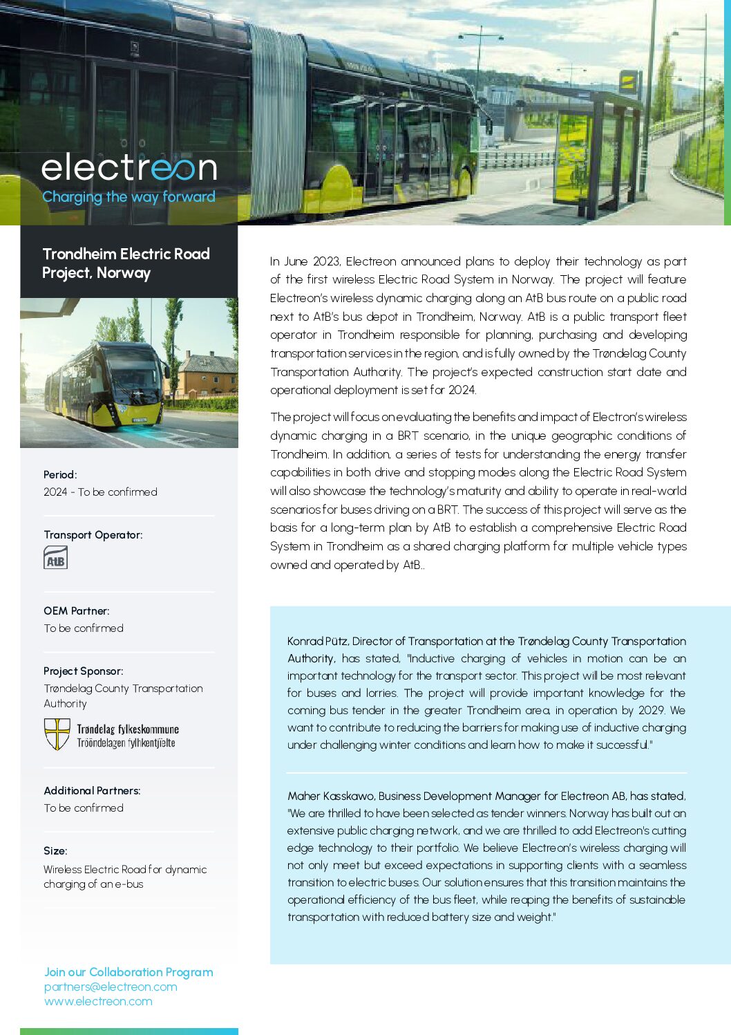 Electreon: Trondheim Electric Road Project, Norway