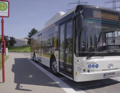 An Electric Road System Charges an E-bus Wirelessly as It Drives