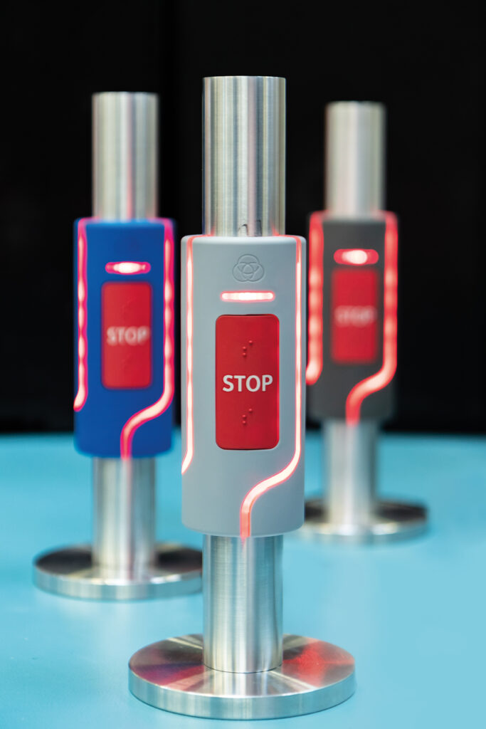 3 handrail stop buttons with LED lighting