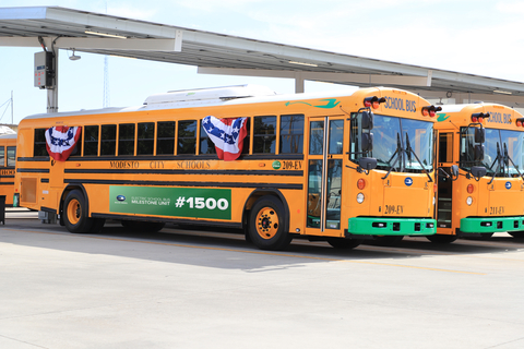 Blue Bird delivered its 1500th electric, zero-emission school bus marking an industry-leading milestone