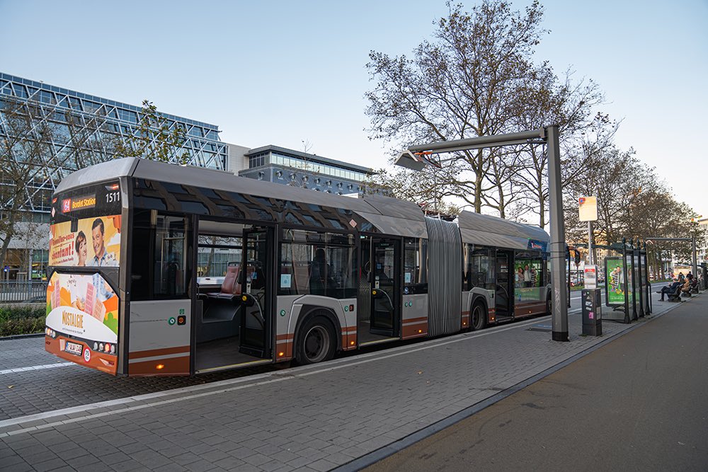 An articulated electric bus in Brussels, Belgium 
