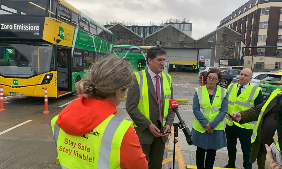 The infrastructure was unveiled by Minister for Transport Eamon Ryan, the National Transport Authority (NTA) and Dublin Bus 