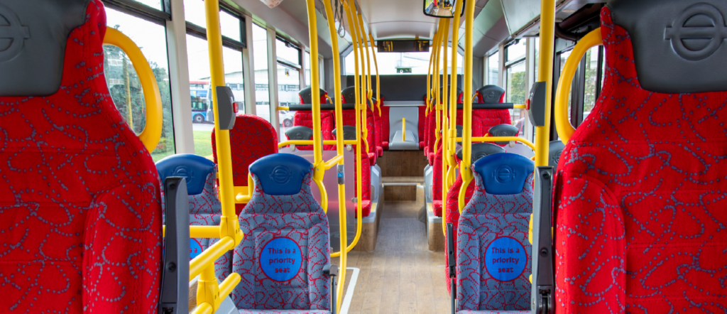 The priority seats on the new vehicles will feature a contrasting colour scheme