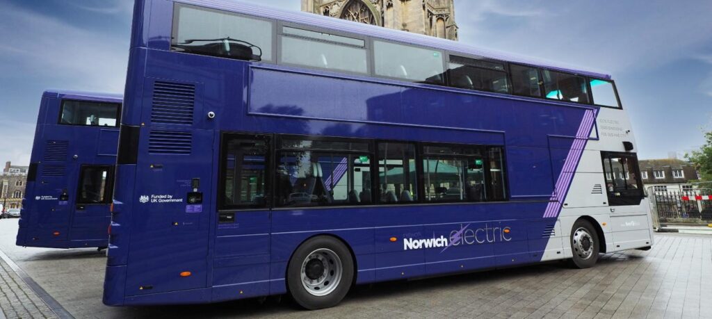 New electric double-decker buses in Norwich