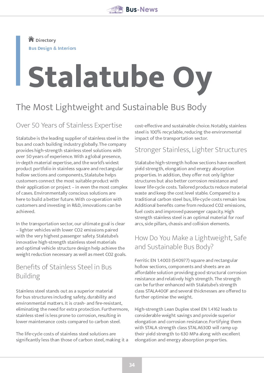 The Most Lightweight and Sustainable Bus Body