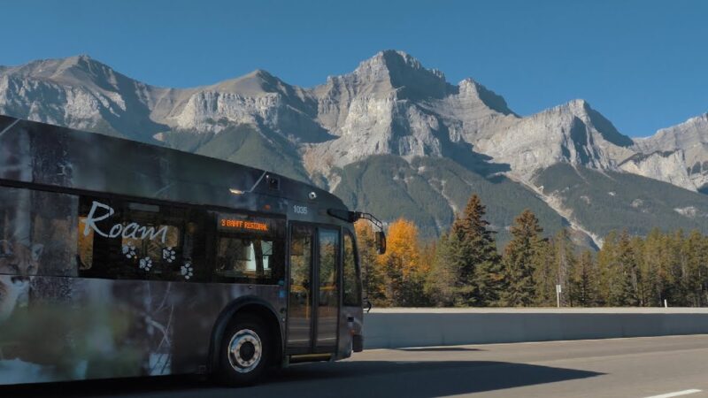 A Roam Transit bus operating in Banff