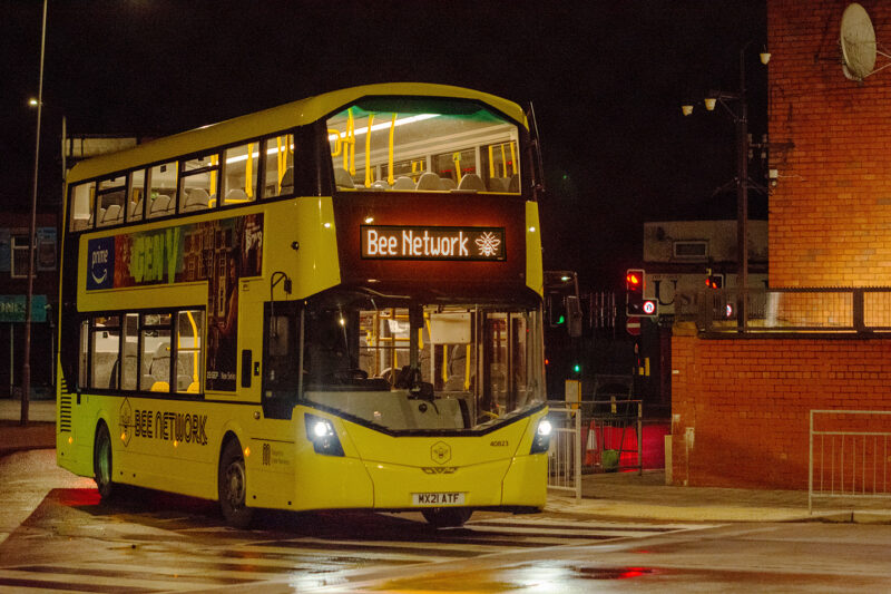 A franchised Bee Network bus in Greater Manchester