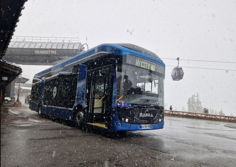 SAFRA's HYCITY bus operating in winter weather conditions