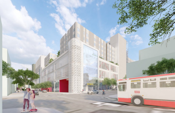 Rendering of the new bus yard and trolley bus entrance on Mariposa and Hampshire streets