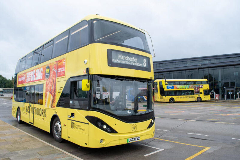 A Bee Network bus in Bolton where franchised services are already operating