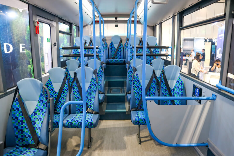 The interior of the Enviro100EV small zero-emission bus