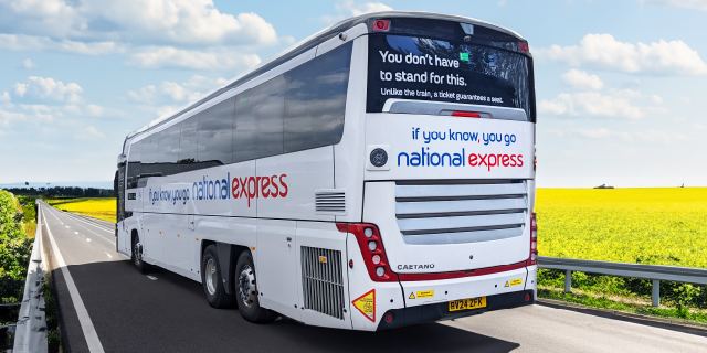 National Express’ modern coach services include leather reclining seats, free Wi-Fi, USB charging points and a generous luggage allowance