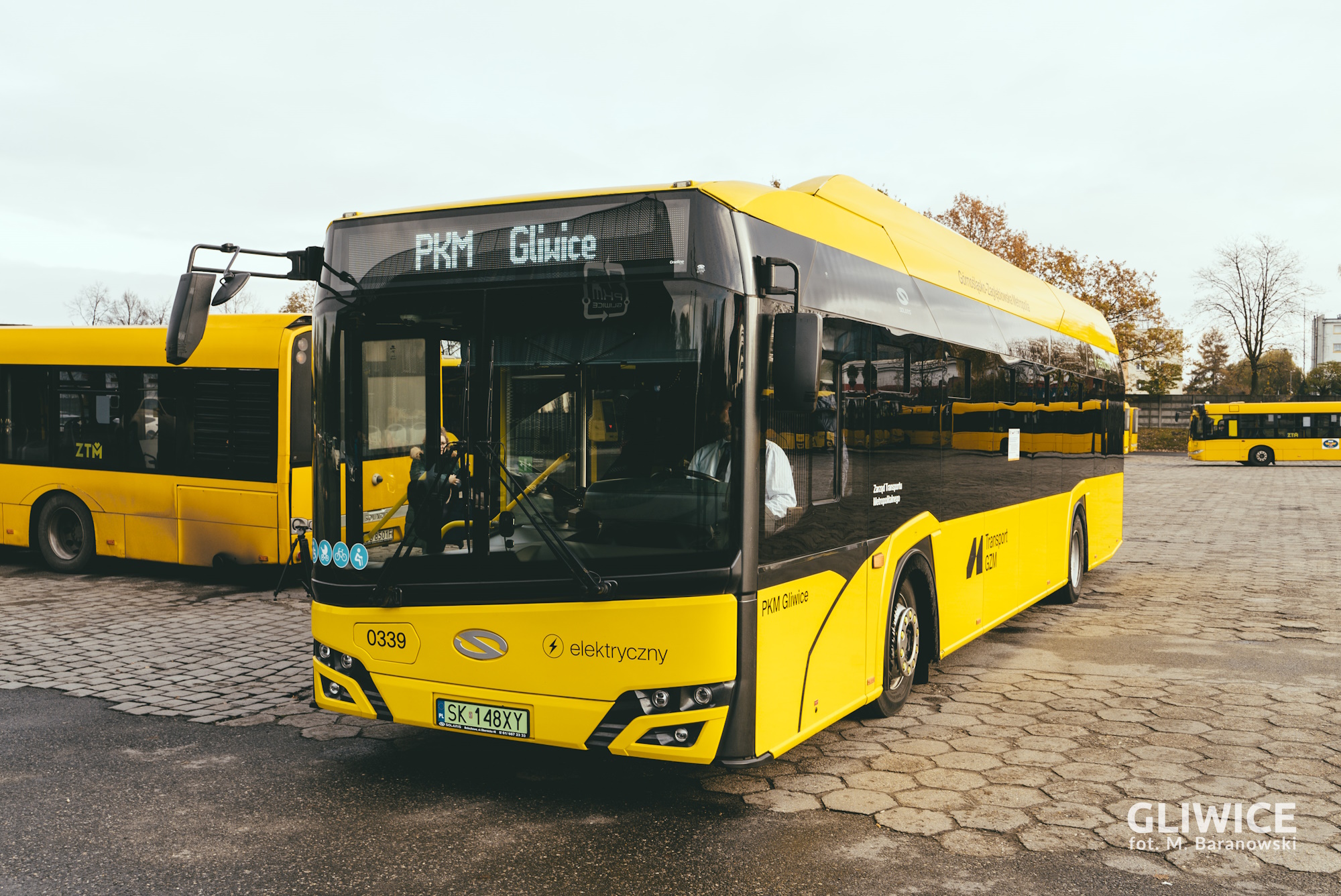 Yellow 12-meter bus