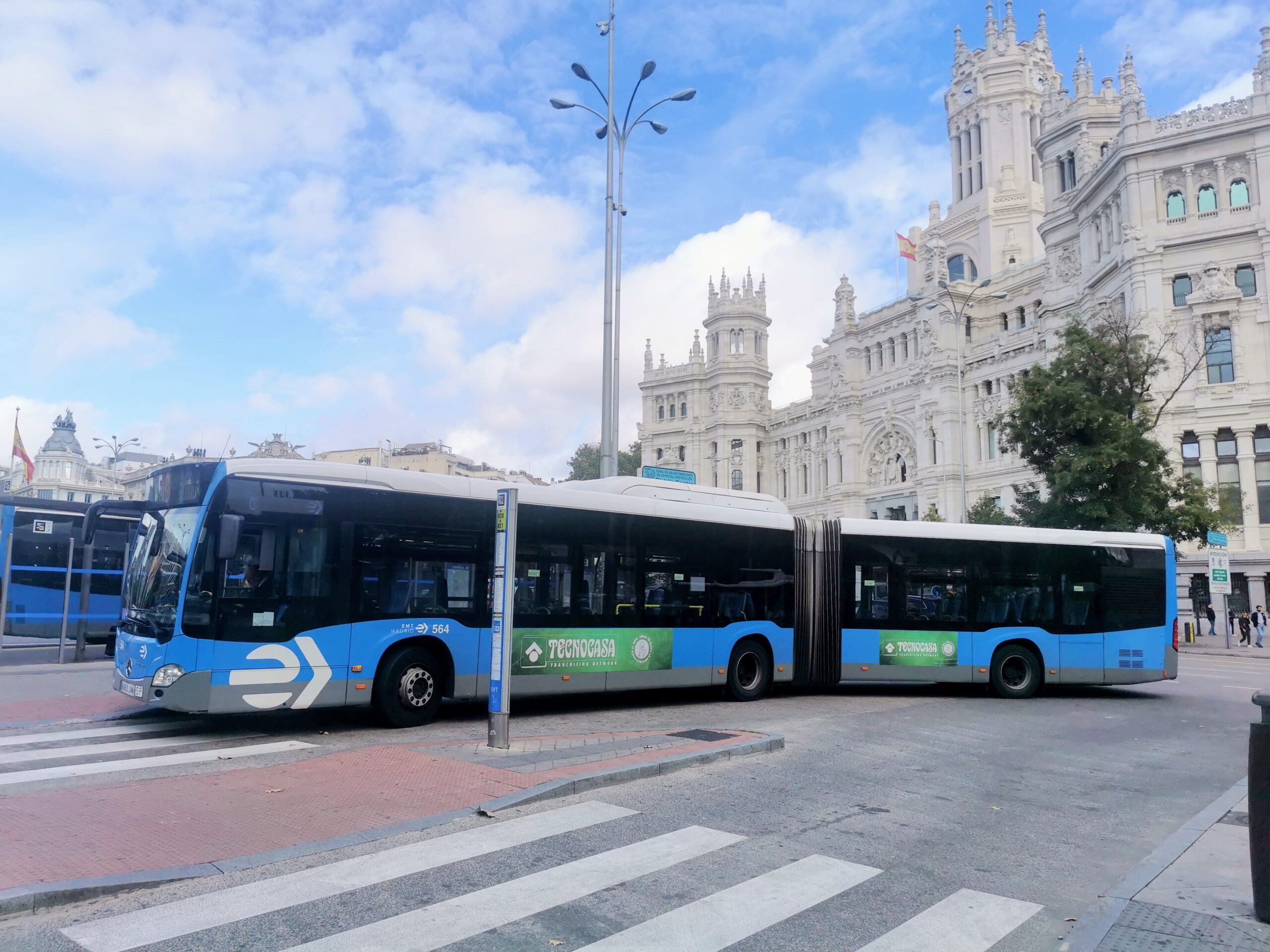 A public bus in Madrid, Spain