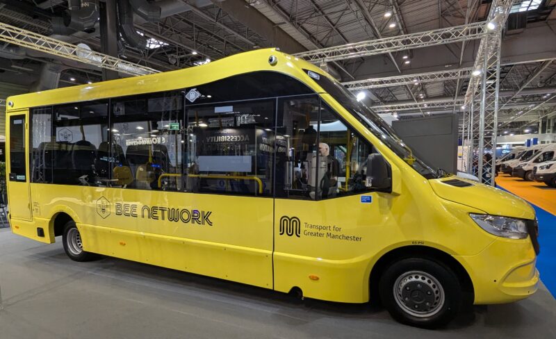 The branded Bee Network bus on display at Euro Bus Expo