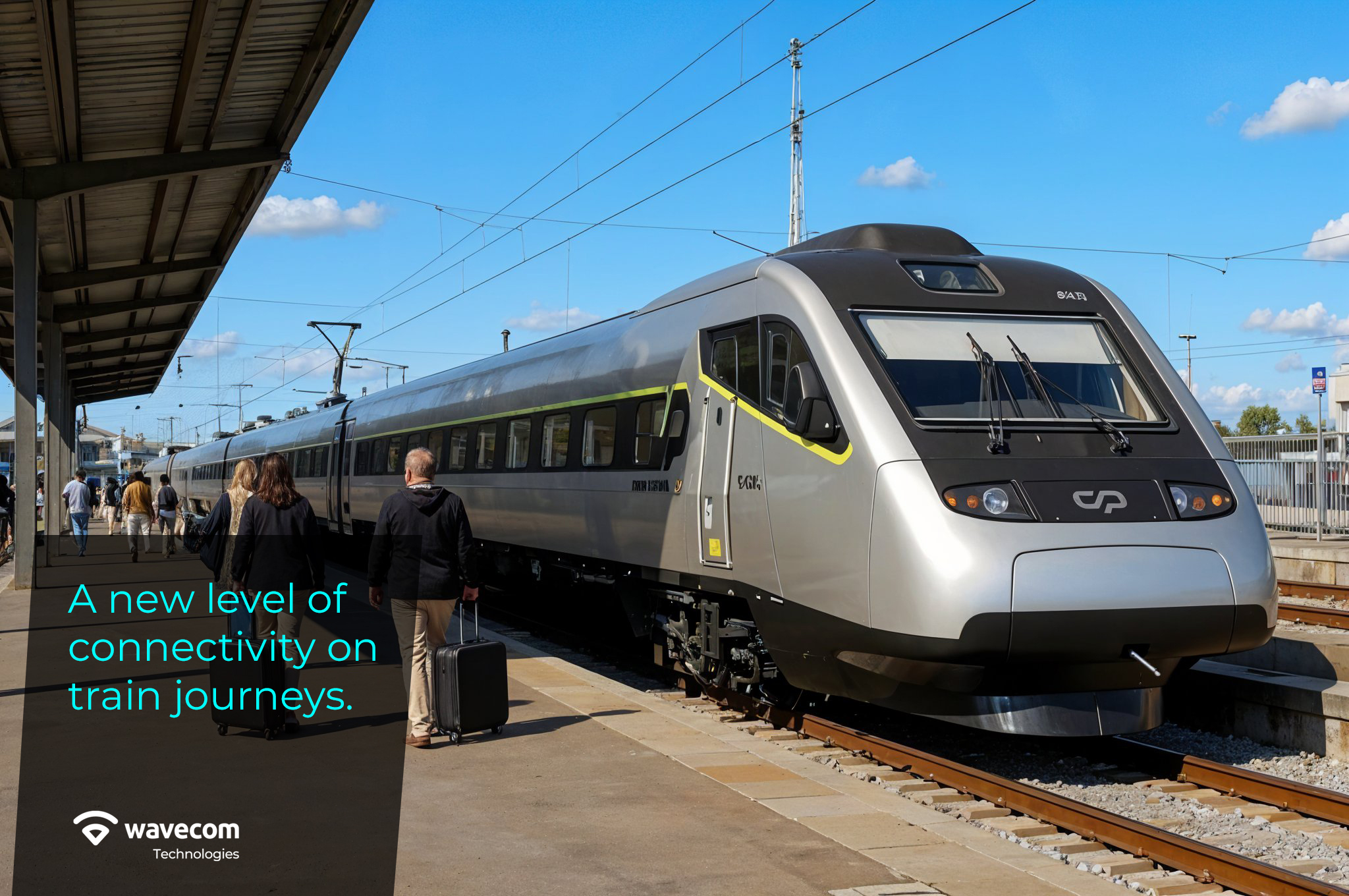 A grey train stationary at a station