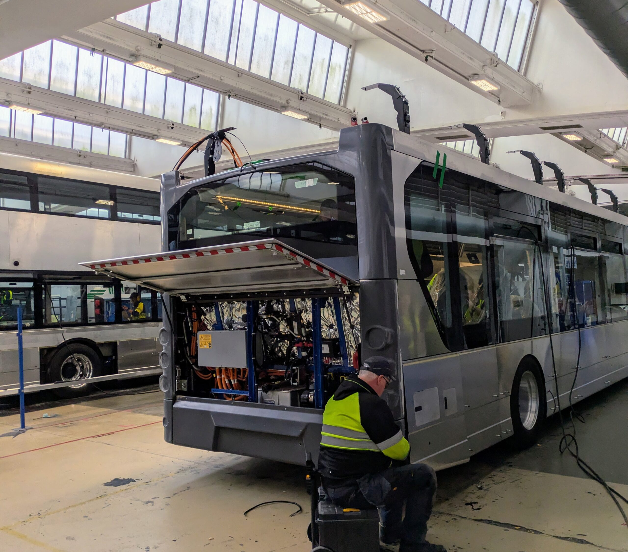 Work underway on a Wrightbus single-decker bus