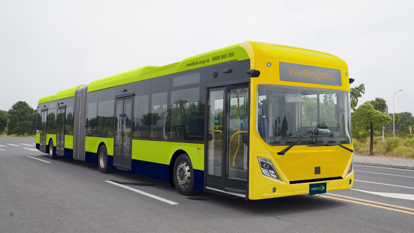 A Geely EAV in Metlink livery