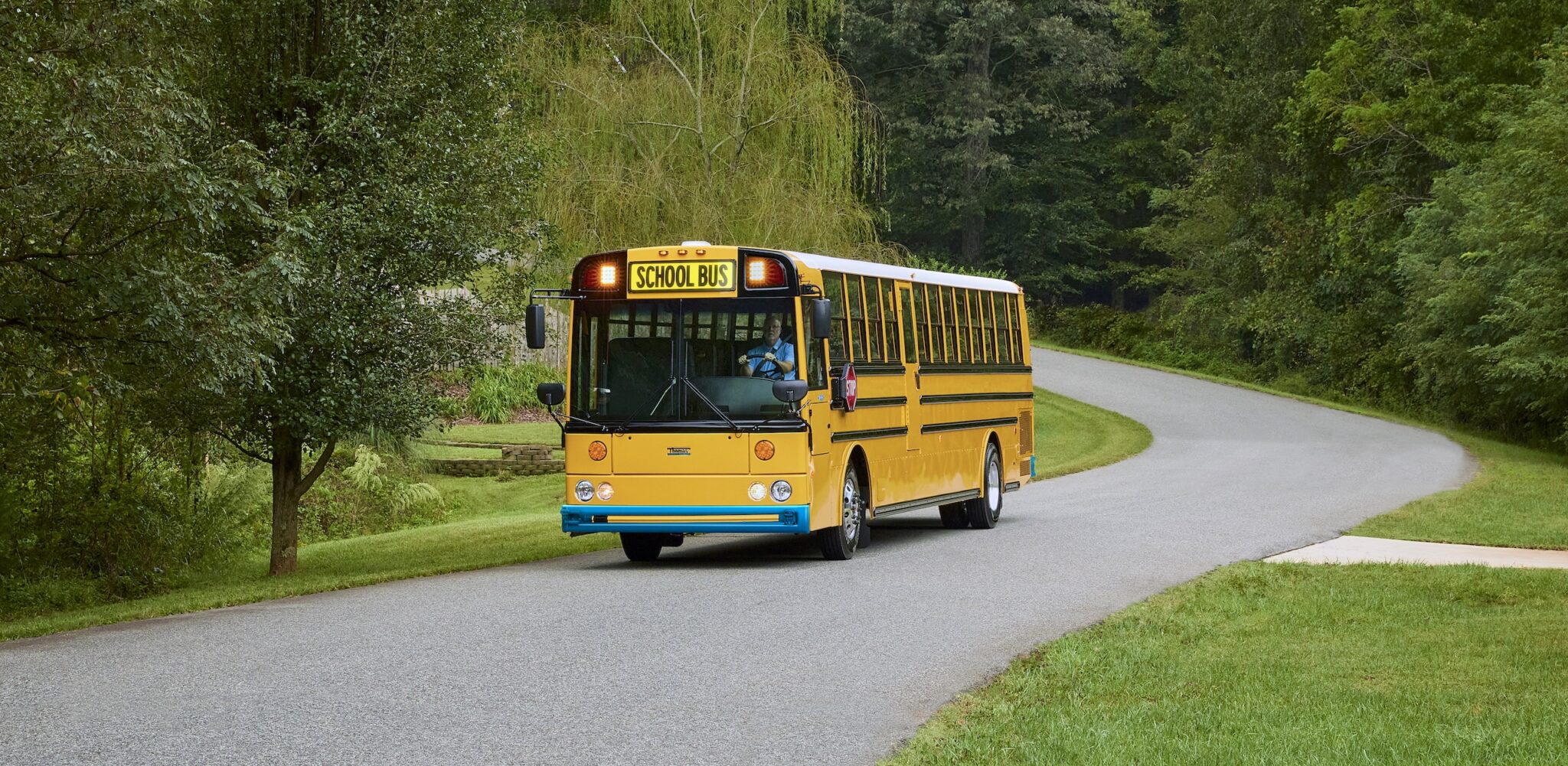 A yellow school bus