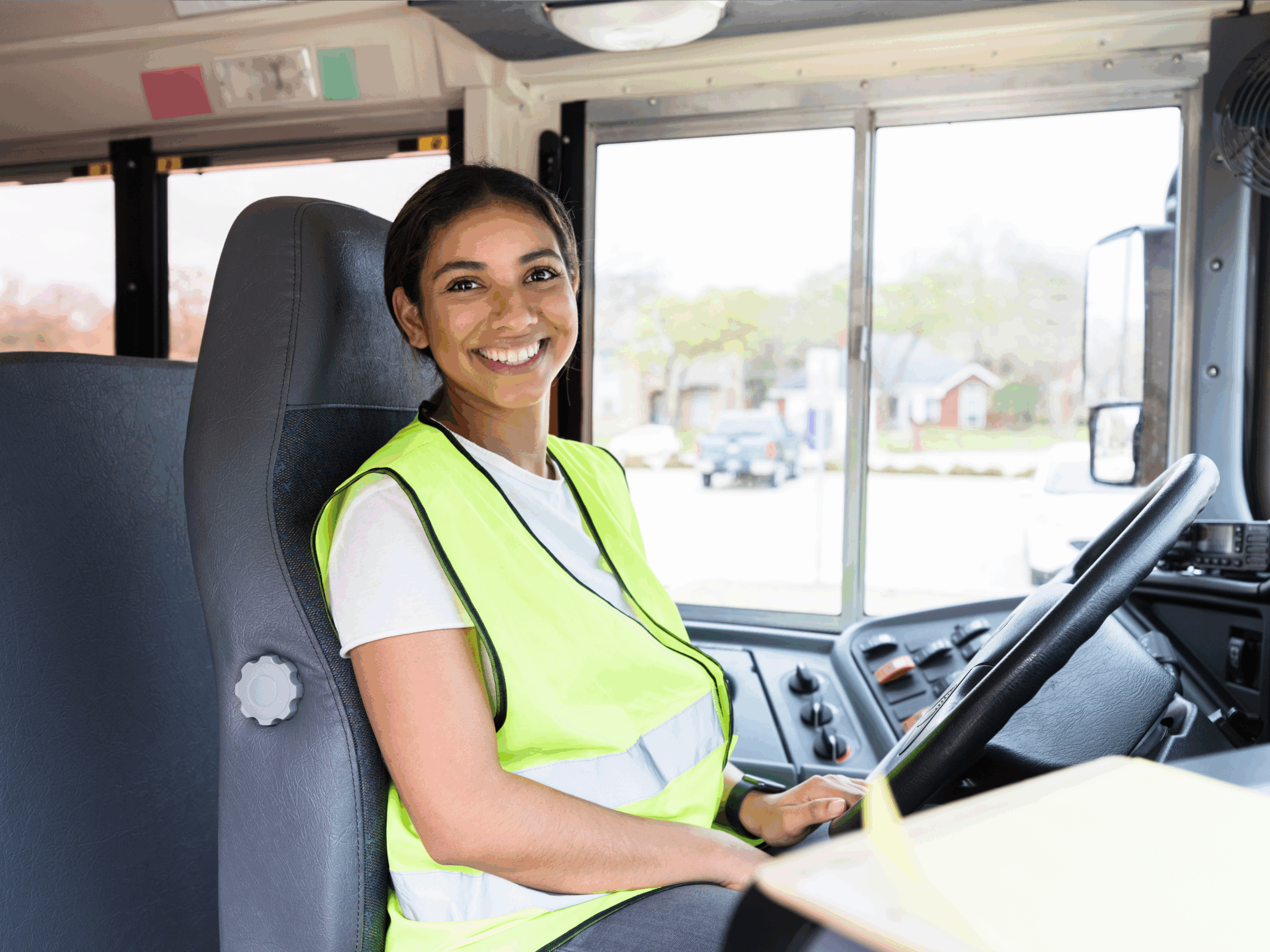 A woman bus driver