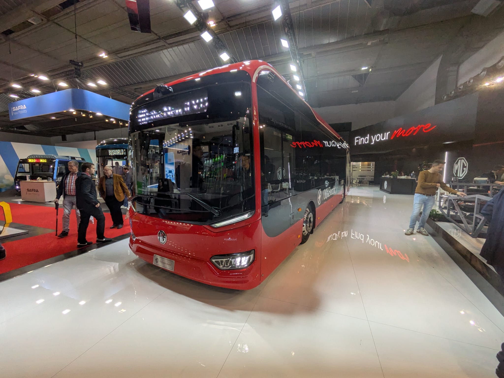 MG's new iEV12 all-electric city bus on display at Busworld