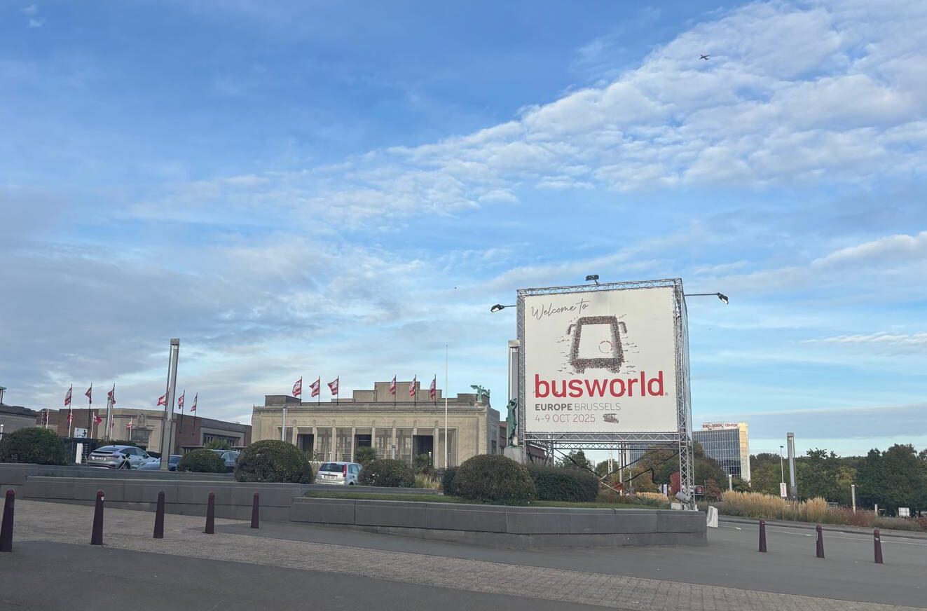 The Busworld banner outside Brussels Expo