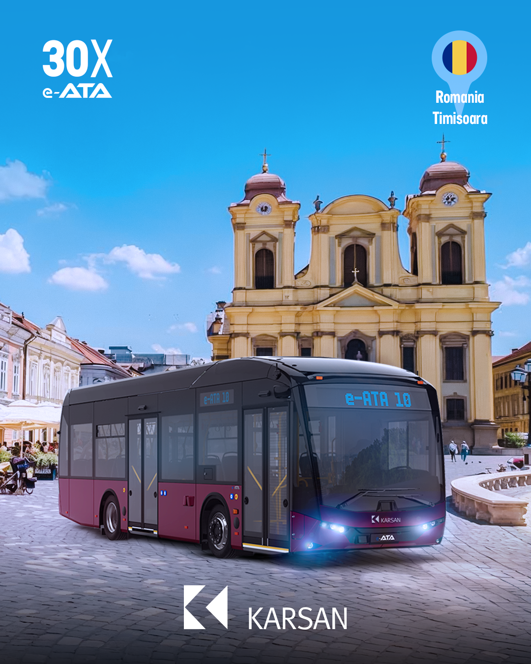 An advertisement showing the e-ATA in Timişoara 