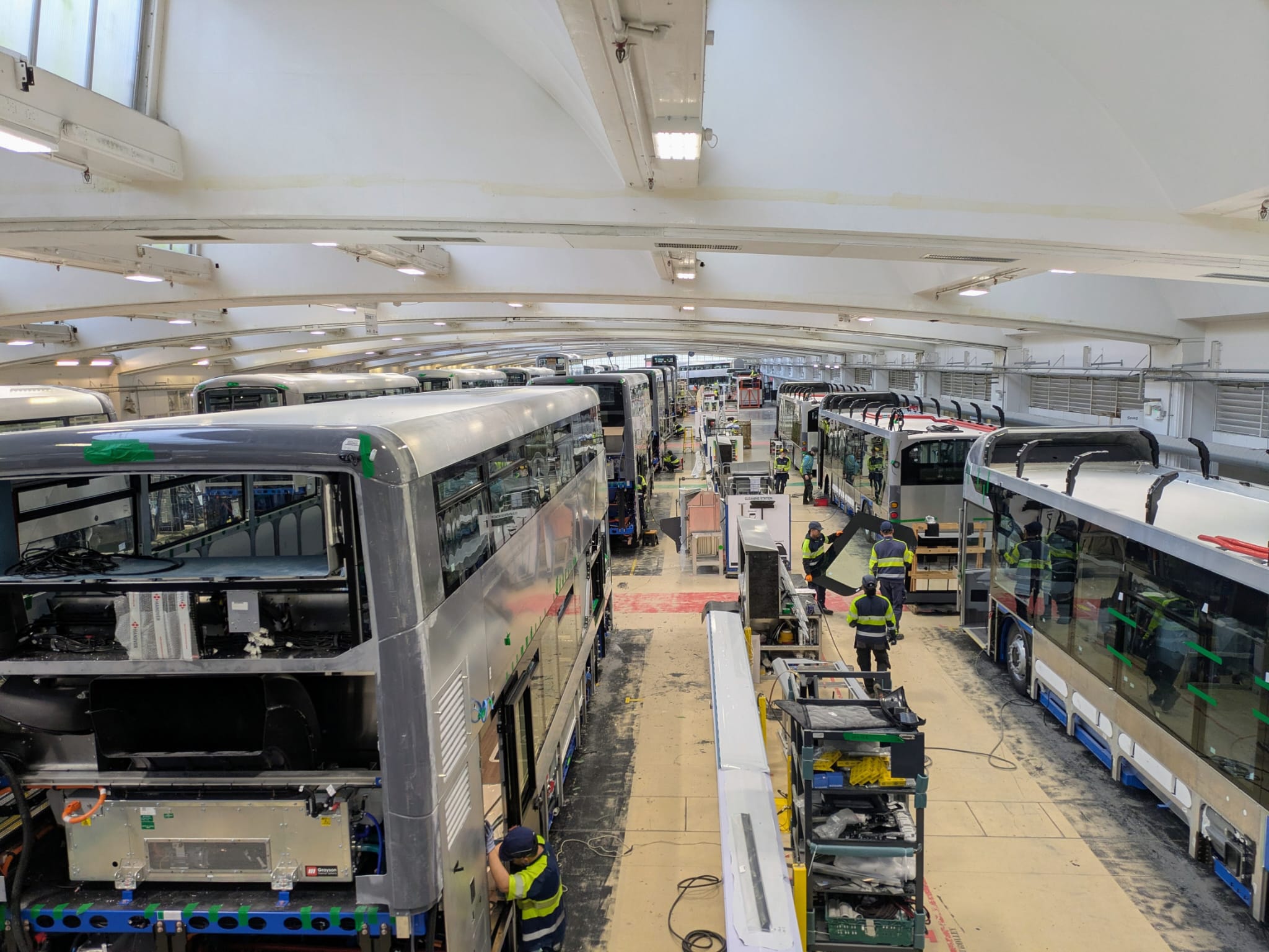 The next-generation of Electroliner buses under production on Ballymena
