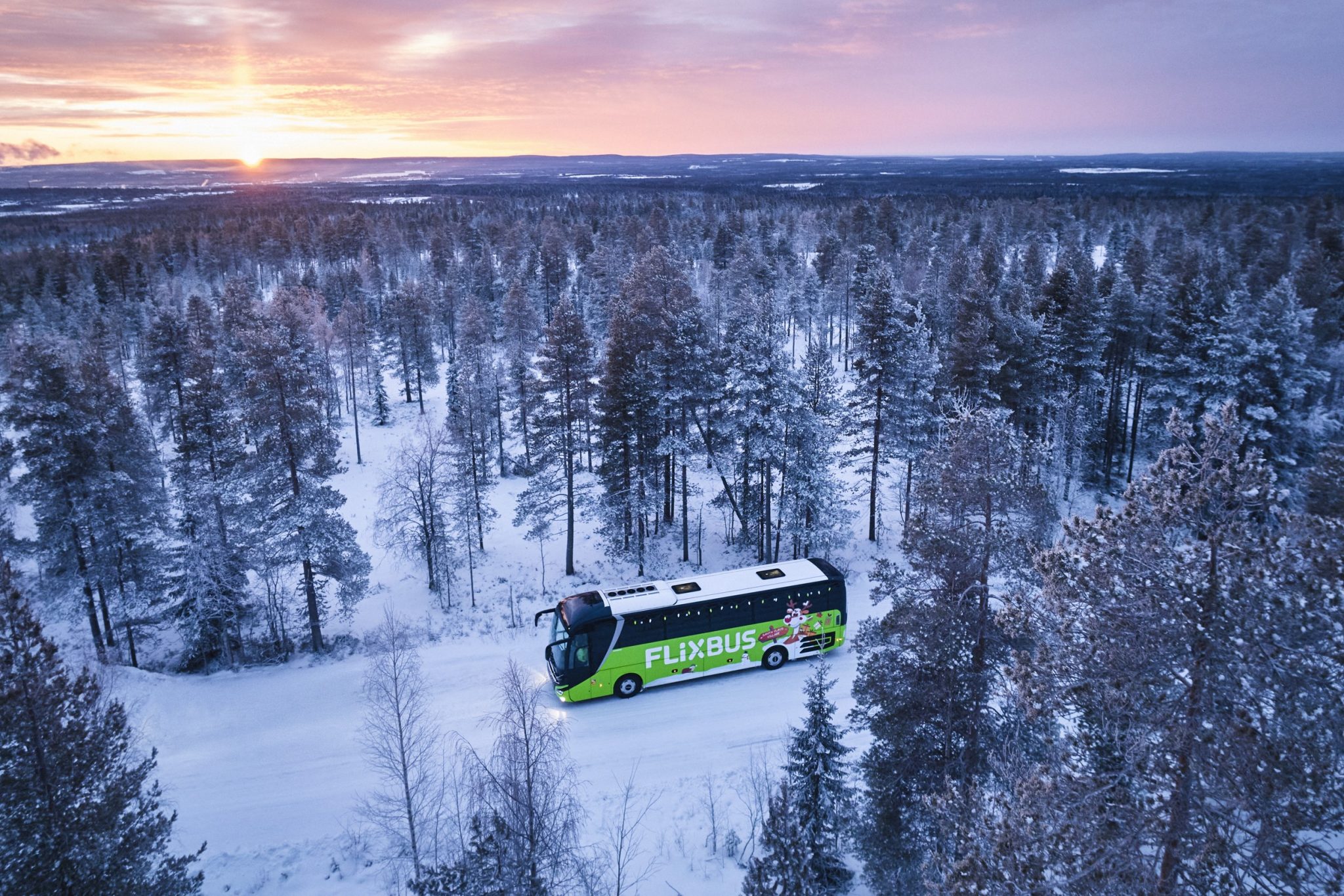 A FlixBus in lapland