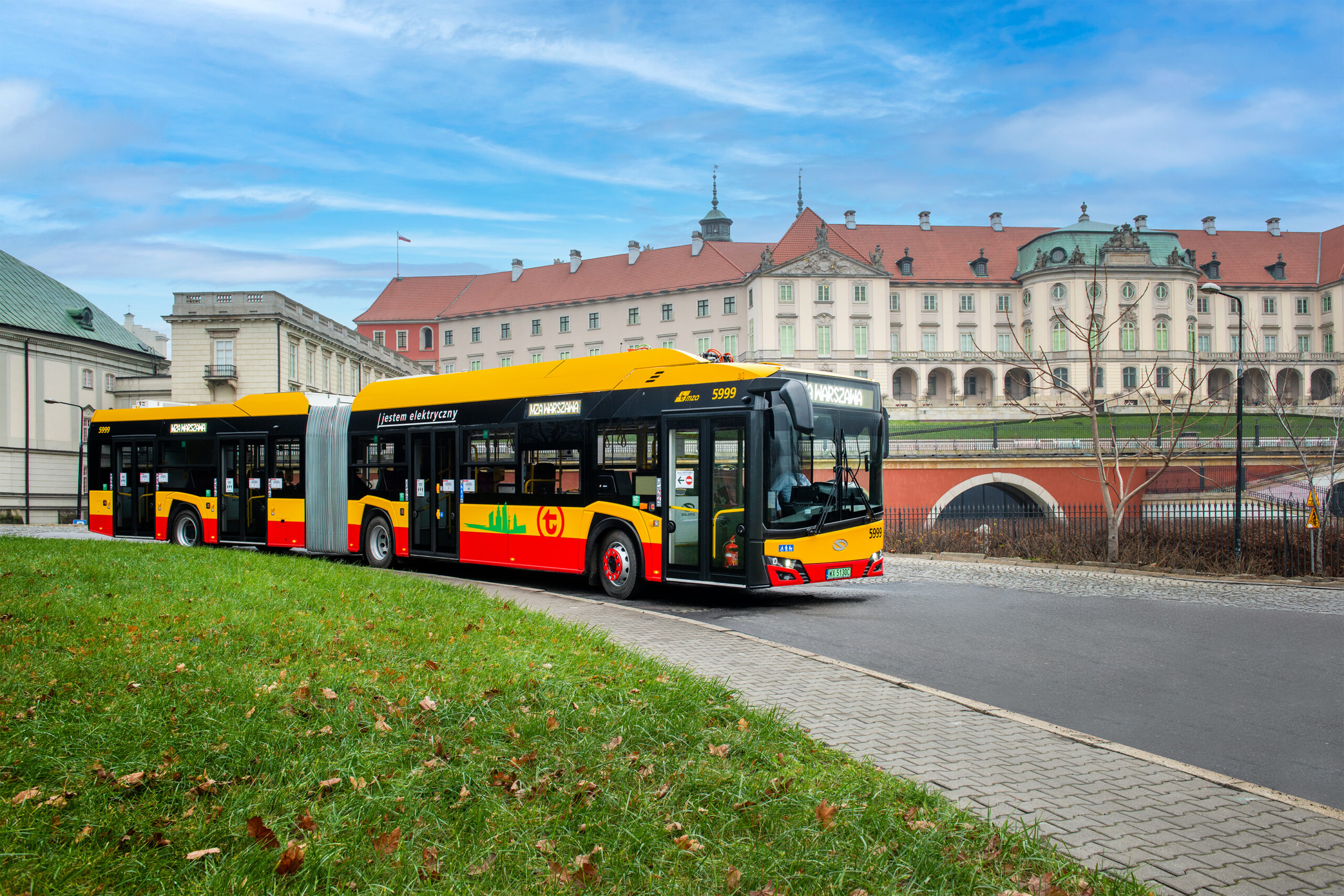 A bus on the street in Warsaw