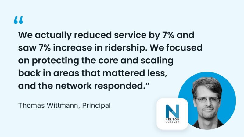 Agencies that know where riders are concentrated most heavily and what routes they're taking tend to see ridership recover more quickly—learn more.