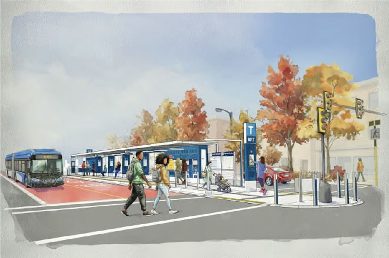 An artist rendition of a BRT station