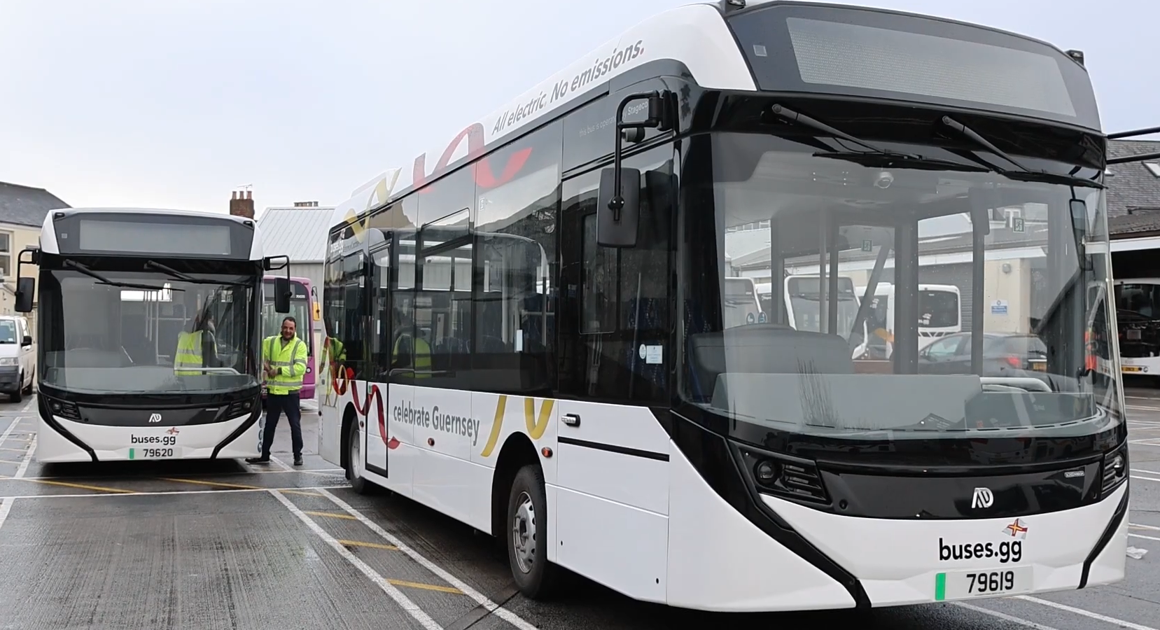 Two electric buses