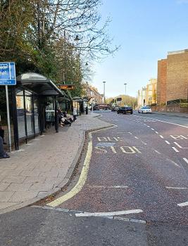 A bus stop in Durham city centre