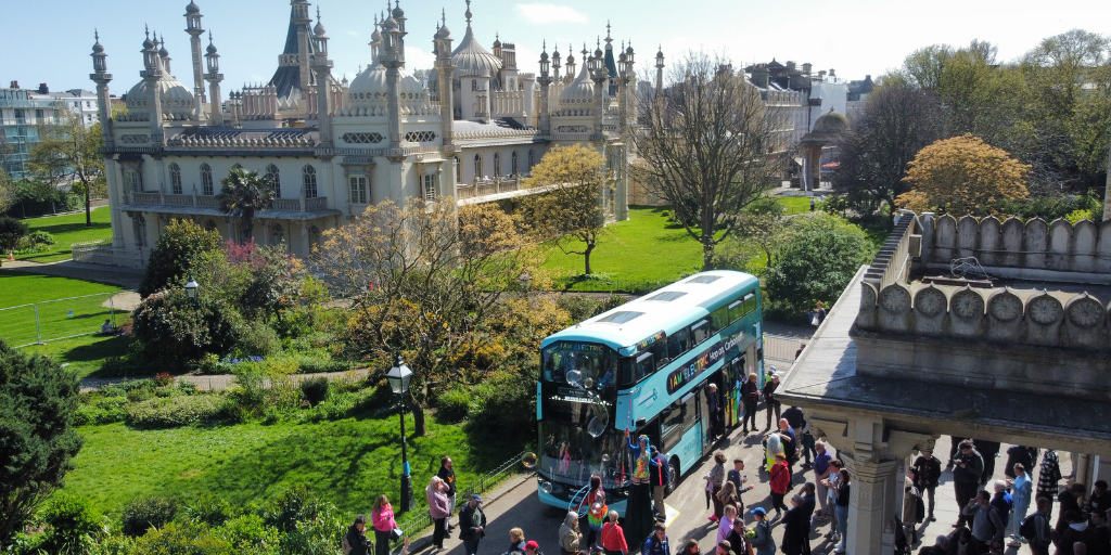 A bus at an event