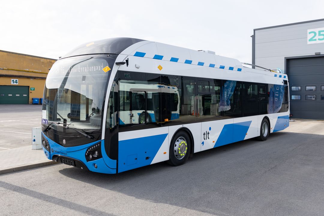 A trolleybus