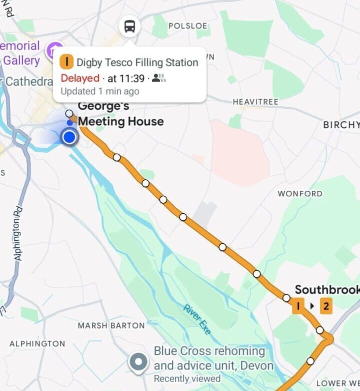 Live tracking in Google Maps